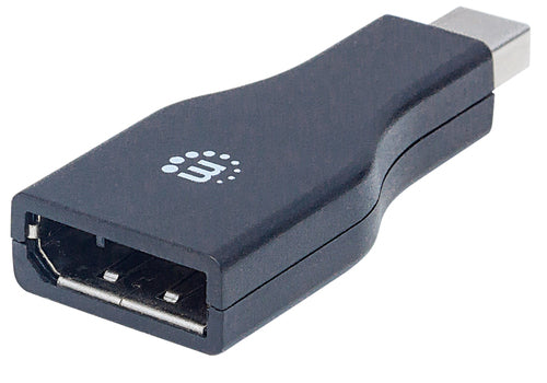 Manhattan Mini DisplayPort 1.2 to DisplayPort Adapter, 1080p@60Hz, Male to Female, Black, Lifetime Warranty, Polybag