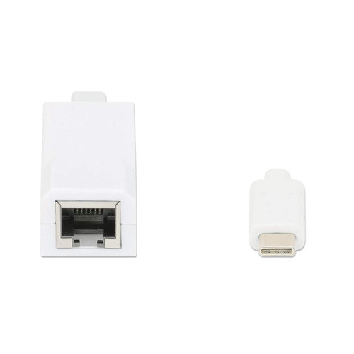 Manhattan USB-C to Gigabit (10/100/1000 Mbps) Network Adapter, White, supports up to 2 Gbps full-duplex transfer speed, RJ45, Three Year Warranty, Equivalent to US1GC30W