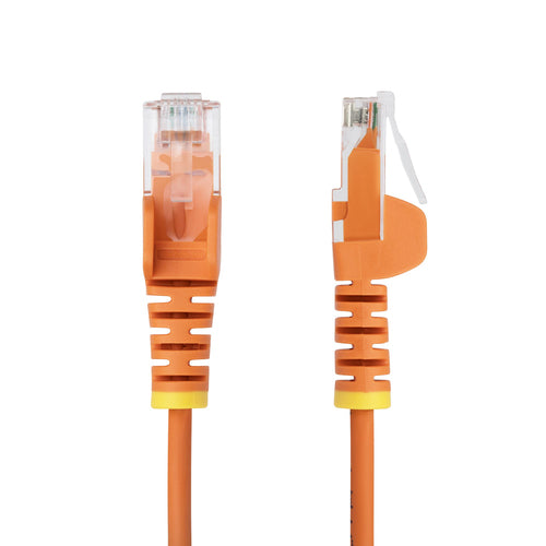 StarTech.com 7ft Orange Slim CAT6 Ethernet Cable, Snagless, 100W PoE, UTP, LSZH, 28AWG Pure Bare Copper Wire, Slim RJ45 Network Patch Cord w/Strain Reliefs, Individually Tested