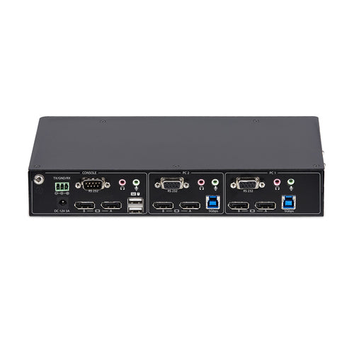 StarTech.com 2-Port Dual-Monitor DisplayPort KVM Switch, RS232 Serial Control, 4K 60Hz, 2x USB 5Gbps Hub Ports, 2x USB 2.0 HID Ports, Hotkey/Pushbutton Switching, TAA Compliant - Includes 2x DP and USB Host Cables