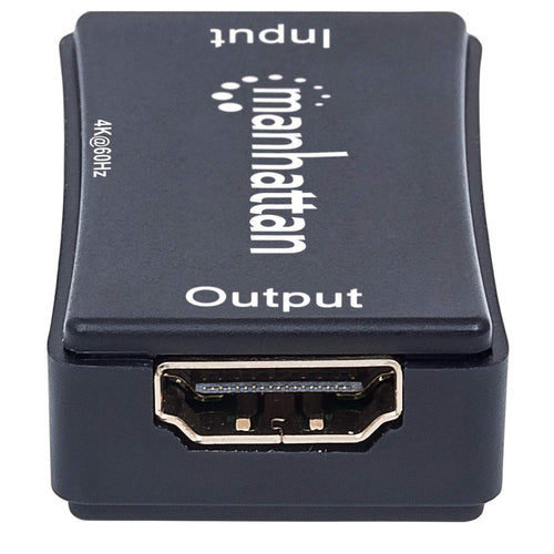 Manhattan HDMI Repeater, 4K@60Hz, Active, Boosts HDMI Signal up to 40m, Black, Three Year Warranty