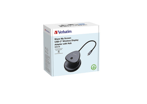 Verbatim Share My Screen USB-C Wireless Display Adapter 4K with Hub WDA-02