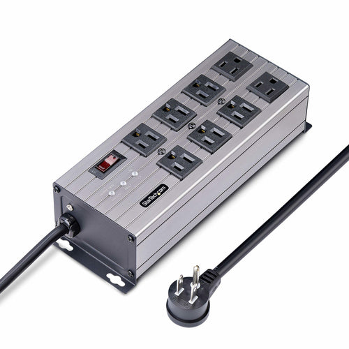StarTech.com 8-Outlet Industrial Power Strip 125V/15A, EMI/RFI Isolation, Surge Protection, Mountable PDU, 12ft/3.6m Power Cord, NEMA 5-15P/R, UL Listed