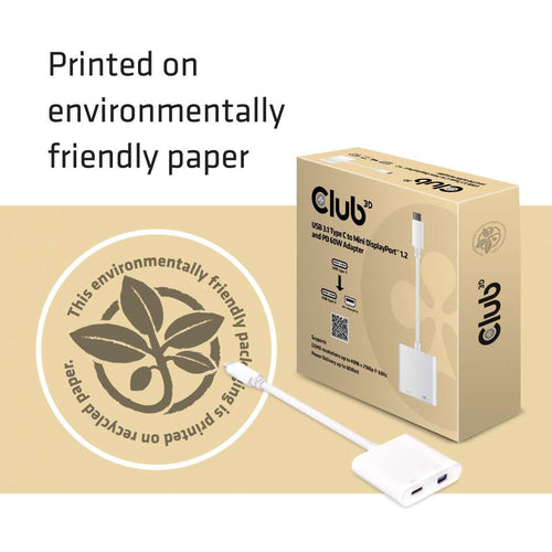 CLUB3D USB 3.1 Type C to Mini DisplayPort 1.2 and PD 60 W Adapter