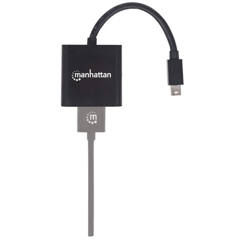 Manhattan Mini DisplayPort 1.2a to HDMI Adapter Cable, 4K@60Hz, Active, 19.5cm, Male to Female, Black, Not Bi-Directional, Three Year Warranty