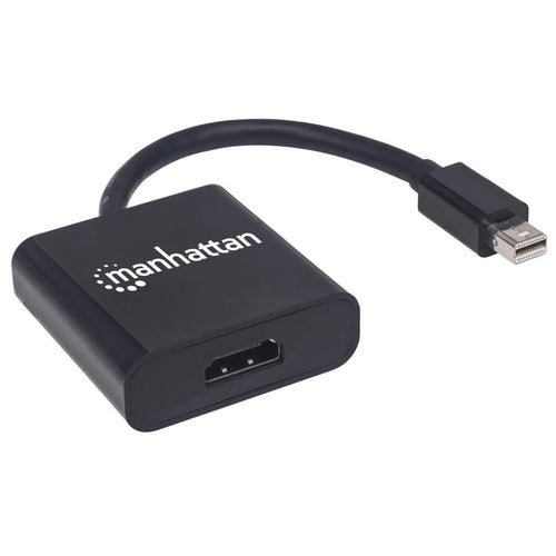 Manhattan Mini DisplayPort 1.2a to HDMI Adapter Cable, 4K@60Hz, Active, 19.5cm, Male to Female, Black, Not Bi-Directional, Three Year Warranty