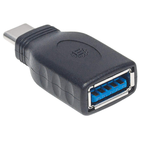 Manhattan USB-C to USB-A Adapter, Male to Female, 5 Gbps (USB 3.2 Gen1 aka USB 3.0), SuperSpeed USB, Black, Lifetime Warranty, Equivalent to USB31CAADG