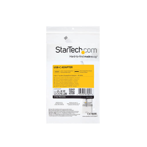 StarTech.com USB-C to Mini DisplayPort Adapter - 4K 60Hz - White - USB 3.1 Type-C to Mini DP Adapter - Upgraded Version is CDP2MDPEC