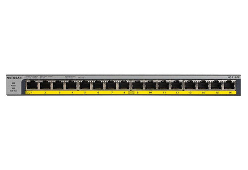 NETGEAR GS116PP Unmanaged Gigabit Ethernet (10/100/1000) Power over Ethernet (PoE) Black
