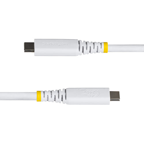 StarTech.com 50cm (1.6ft) USB4 Cable, 40Gbps, USB-IF Certified USB-C Cable, 240W PD, 8K 60Hz/4K 240Hz DP2.1 DP40, TPE Jacket, Thunderbolt 4 Compatible - White USB-C Cord