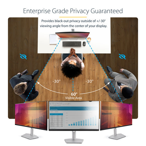 StarTech.com 24-inch 16:10 Gold Monitor Privacy Screen, Reversible Filter w/Enhanced Privacy, Glossy Computer Security Filter, Removable Screen Protector/Shield, +/- 30 Deg.