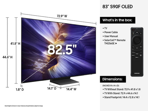 Samsung S90F QN83S90FAE 2.11 m (83") 4K Ultra HD Smart TV Wi-Fi Black