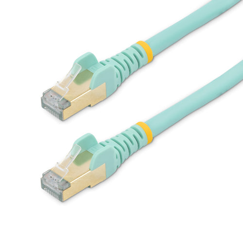 StarTech.com 35ft CAT6a Ethernet Cable - 10 Gigabit Shielded Snagless RJ45 100W PoE Patch Cord - 10GbE STP Network Cable w/Strain Relief - Aqua Individually Tested/Wiring is UL Certified/TIA
