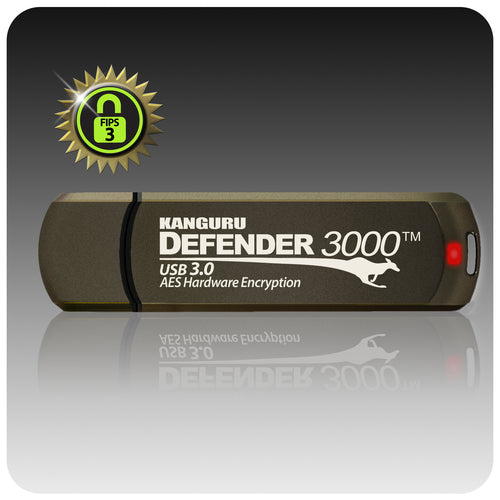 iStorage Kanguru Defender 3000™ SuperSpeed USB 3.0 512 GB| Secure Flash Drive | FIPS 140-3 Level 3 pending, FIPS 140-2 Level 3 Certified | AES-XTS 256-bit Hardware Encryption | TAA Compliant|