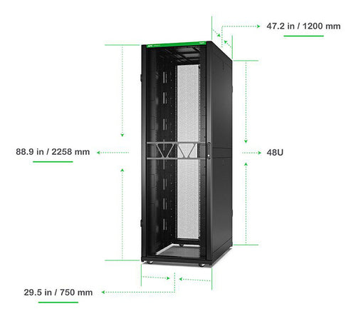 APC NetShelter SX Server Rack Gen 2, 48U, 2258H x 750W x 1200D mm, with Sides, Black