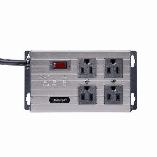 StarTech.com 4-Outlet Industrial Power Strip 125V/15A, EMI/RFI Isolation, Surge Protection, Mountable PDU, Attached 8ft/2.4m Power Cord, NEMA 5-15P/R, UL Listed