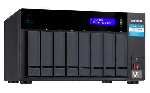 QNAP TVS-872N NAS Tower Intel® Core™ i3 i3-8100T 8 GB DDR4 0 TB QNAP Turbo System Black