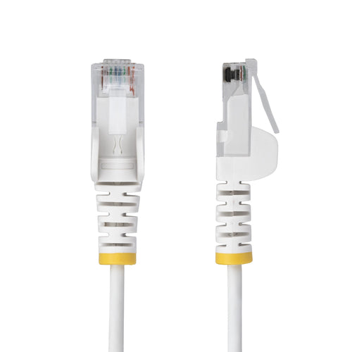 StarTech.com 3ft White Slim CAT6 Ethernet Cable, Snagless, 100W PoE, UTP, LSZH, 28AWG Pure Bare Copper Wire, Slim RJ45 Network Patch Cord w/Strain Reliefs, Individually Tested