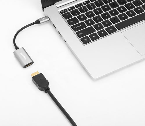 Manhattan USB-C to HDMI Cable, 4K@60Hz, 5 Gbps (USB 3.2 Gen1 aka USB 3.0), 11cm, Male to Male, Black/Silver, Three Year Warranty