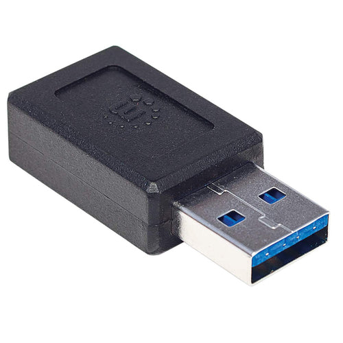 Manhattan USB-C to USB-A Adapter, Female to Male, 10 Gbps (USB 3.2 Gen2 aka USB 3.1), SuperSpeed+ USB, Black, Lifetime Warranty
