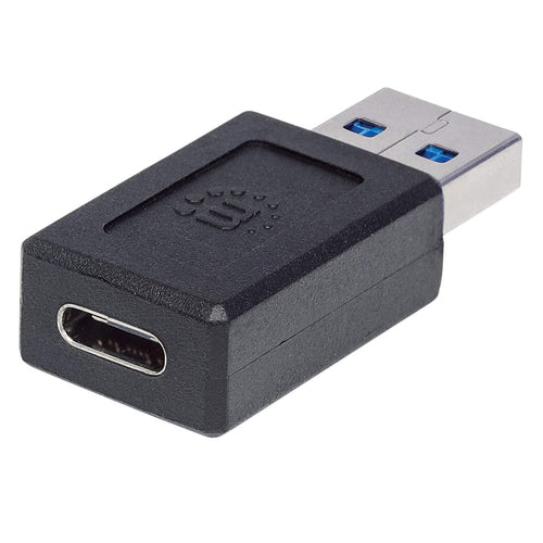 Manhattan USB-C to USB-A Adapter, Female to Male, 10 Gbps (USB 3.2 Gen2 aka USB 3.1), SuperSpeed+ USB, Black, Lifetime Warranty