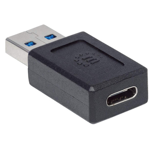 Manhattan USB-C to USB-A Adapter, Female to Male, 10 Gbps (USB 3.2 Gen2 aka USB 3.1), SuperSpeed+ USB, Black, Lifetime Warranty