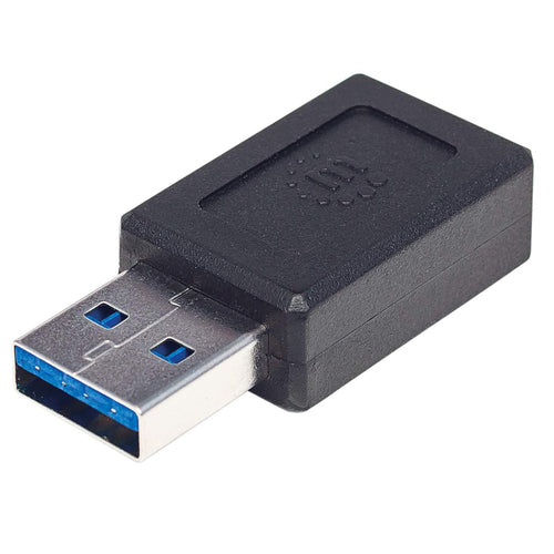 Manhattan USB-C to USB-A Adapter, Female to Male, 10 Gbps (USB 3.2 Gen2 aka USB 3.1), SuperSpeed+ USB, Black, Lifetime Warranty