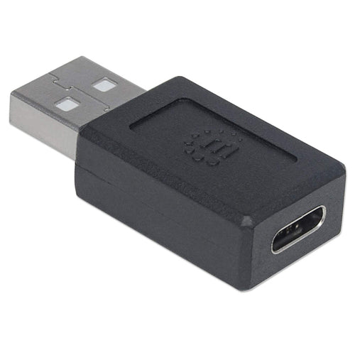 Manhattan USB-C to USB-A Adapter, Female to Male, 480 Mbps (USB 2.0), Hi-Speed USB, Black, Lifetime Warranty