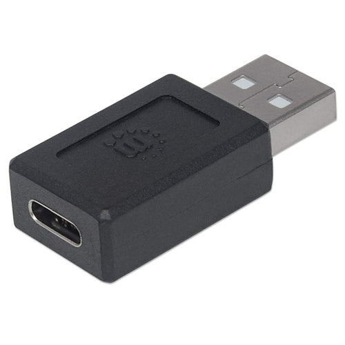 Manhattan USB-C to USB-A Adapter, Female to Male, 480 Mbps (USB 2.0), Hi-Speed USB, Black, Lifetime Warranty