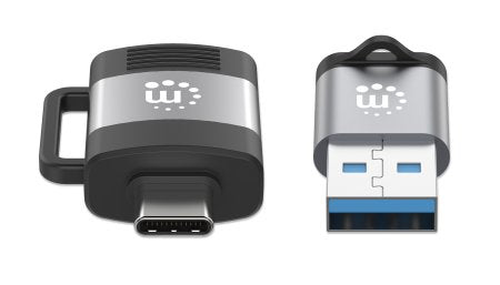 Manhattan 2-Piece Set: USB-C to USB-A and USB-A to USB-C Adapters, Male/Female conversions, 5 Gbps (USB 3.2 Gen1 aka USB 3.0), SuperSpeed USB, Black/Silver, Lifetime Warranty