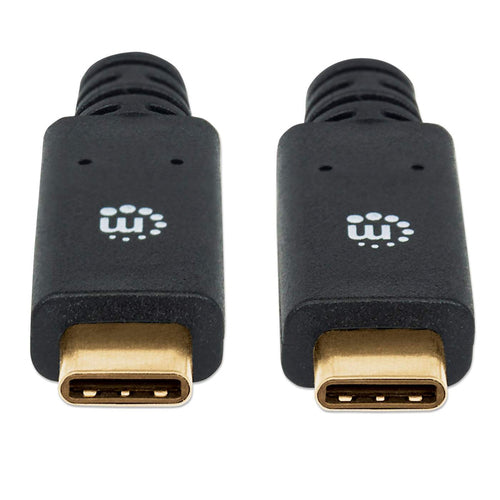 Manhattan USB-C to USB-C Cable, 2m, Male to Male, Black, 5 Gbps (USB 3.2 Gen1 aka USB 3.0), 3A (fast charging), SuperSpeed USB, Lifetime Warranty, Equivalent to USB315CC2M