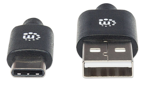 Manhattan USB-C to USB-A Cable, 3m, Male to Male, 480 Mbps (USB 2.0), Hi-Speed USB, Black, Lifetime Warranty