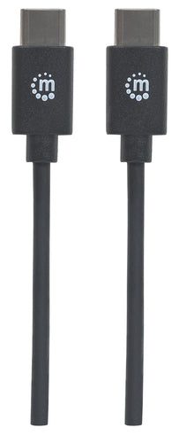 Manhattan USB-C to USB-C Cable, 2m, Male to Male, Black, 480 Mbps (USB 2.0), 3A, Hi-Speed USB, Lifetime Warranty, Equivalent to USB2CC2M