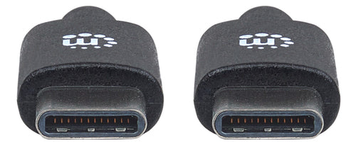 Manhattan USB-C to USB-C Cable, 2m, Male to Male, Black, 480 Mbps (USB 2.0), 3A, Hi-Speed USB, Lifetime Warranty, Equivalent to USB2CC2M
