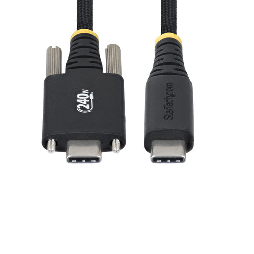 StarTech.com 6.6ft (2m) USB-C Charging Cable, Side Screw Locking, 240W (5A) PD EPR, Dual-Layer Silicone/Braided Jacket, USB 2.0 Laptop Charger Cable, USB-IF Certified, Rugged USB-C Charging Cord