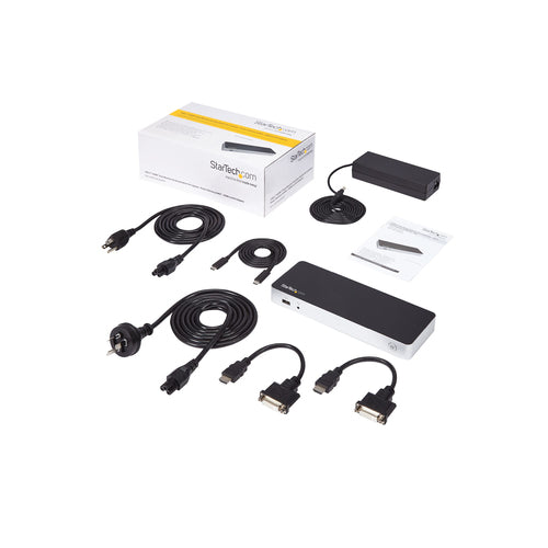 StarTech.com Dual Monitor USB C Docking Station with 60W Power Delivery for Windows Laptops - USB C to HDMI or DVI Dock - USB 3.1 Gen 1 Type C Dock w/ Charging - Thunderbolt 3 Compatible