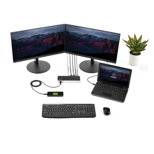 StarTech.com Dual Monitor USB C Docking Station with 60W Power Delivery for Windows Laptops - USB C to HDMI or DVI Dock - USB 3.1 Gen 1 Type C Dock w/ Charging - Thunderbolt 3 Compatible