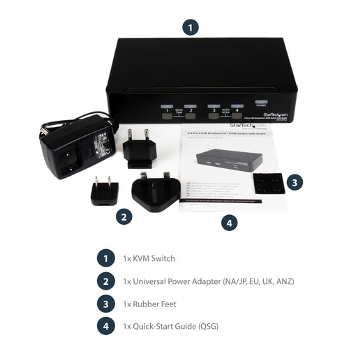 StarTech.com 4 Port USB DisplayPort KVM Switch with Audio