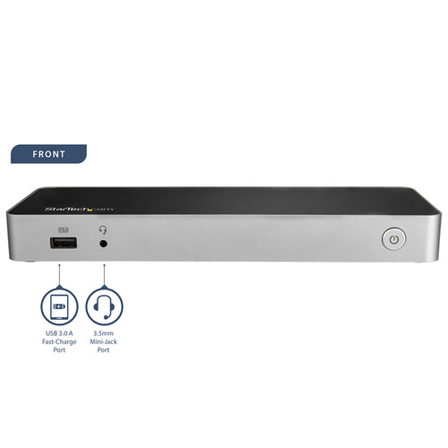 StarTech.com USB C Dock - Dual Monitor HDMI & DisplayPort 4K 30Hz - USB Type-C Laptop Docking Station 60W Power Delivery, SD, 4-port USB-A 3.0 Hub, GbE, Audio - Thunderbolt 3 Compatible