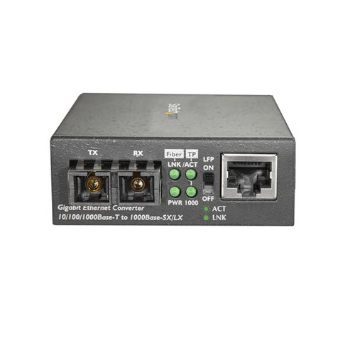 StarTech.com Multi-Mode (MM) SC Fiber Media Converter for 10/100/1000 Networks, Standalone Gigabit Ethernet to SC Fiber Converter, 850nm, 550m - TAA