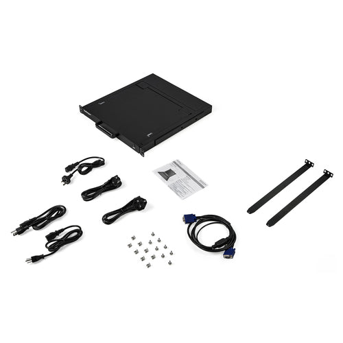 StarTech.com Rackmount KVM Console - Single Port VGA KVM with 17" LCD Monitor for Server Rack - Fully Featured Universal 1U LCD KVM Drawer w/Cables & Hardware - USB Support - 50,000 MTBF
