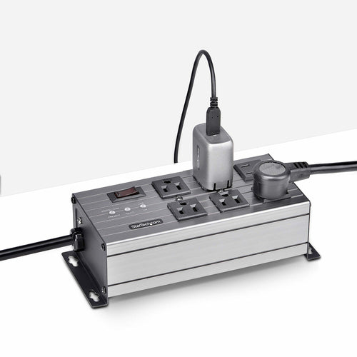 StarTech.com 6-Outlet Industrial Power Strip 125V/15A, EMI/RFI Isolation, Surge Protection, Mountable PDU, Attached 8ft/2.4m Power Cord, NEMA 5-15P/R, UL Listed