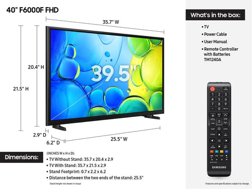 Samsung UN40F6000FFXZA TV 101.6 cm (40") Full HD Smart TV Wi-Fi Black