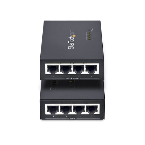 StarTech.com 4-Port Gigabit Midspan, PoE+ Injector, 802.3at and 802.3af, Wall-Mountable Power over Ethernet Midspan, Up to 30.8 Watts per port, Plug-and-Play, TAA