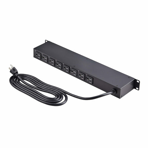 StarTech.com 8-Outlet Horizontal Rack Mount PDU, 1U Power Strip, Individual Outlet On/Off Switches with Covers, 15A Circuit Breaker, 8ft/2.4m Cord, NEMA 5-15P/R