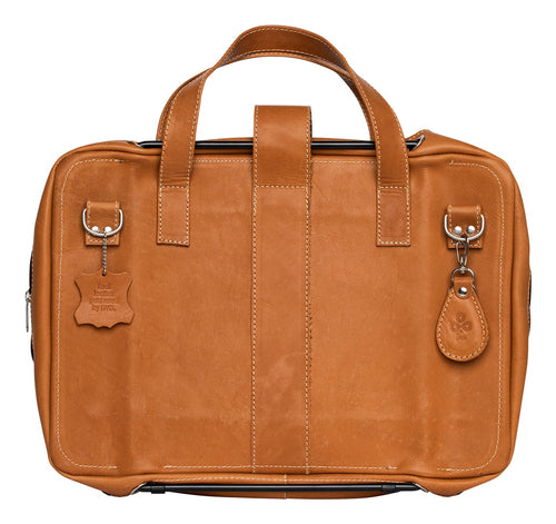 R-Go Tools Laptop bag R-Go Viva, full-grain leather, with integrated laptop stand, shoulder strap, 15.6-inch, brown