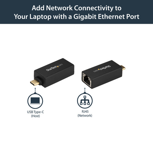 StarTech.com USB C to Gigabit Ethernet Adapter - 1Gbps NIC USB 3.0/USB 3.1 Type C Network Adapter - 1GbE USB-C to RJ45/LAN Port Thunderbolt 3 Compatible Windows MacBook Pro Chromebook