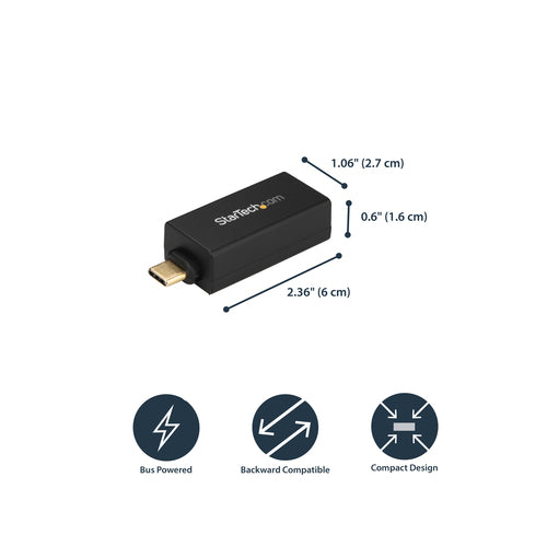 StarTech.com USB C to Gigabit Ethernet Adapter - 1Gbps NIC USB 3.0/USB 3.1 Type C Network Adapter - 1GbE USB-C to RJ45/LAN Port Thunderbolt 3 Compatible Windows MacBook Pro Chromebook