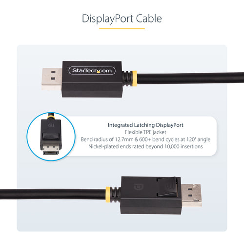 StarTech.com 3ft DisplayPort 2.1 Cable, VESA Certified DP40 DisplayPort Cable w/UHBR10/HDR/HDCP 2.2, 8K 60Hz/4K 144Hz w/DSC 1.2a, 40Gbps, DP 2.1 Cable, UHD Monitor Cord, M/M