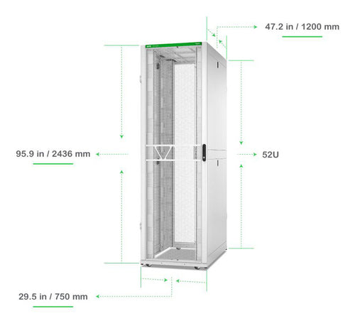 APC NetShelter SX, Server Rack Enclosure, Gen 2, 52U, 2436H x 750W x 1200D mm, with Sides, White